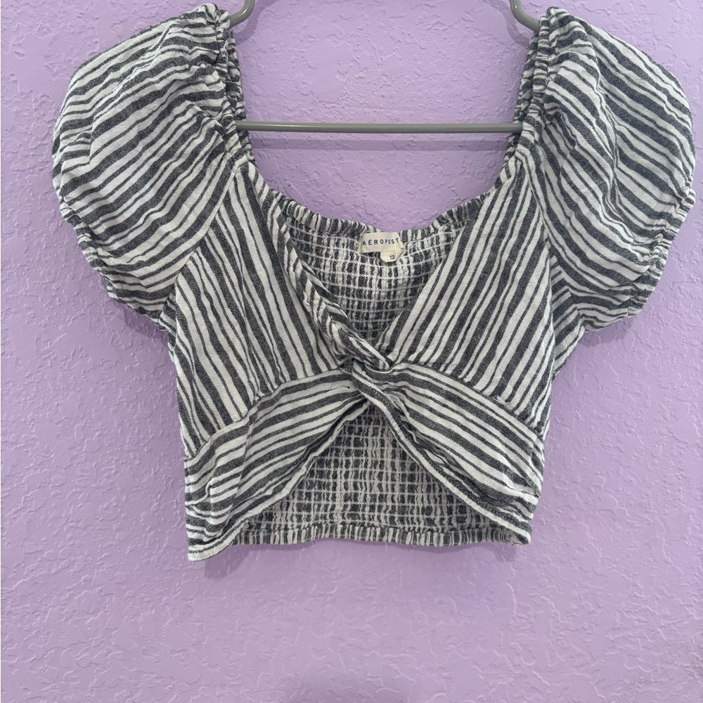 Aeropostale Black and White Striped Blouse
